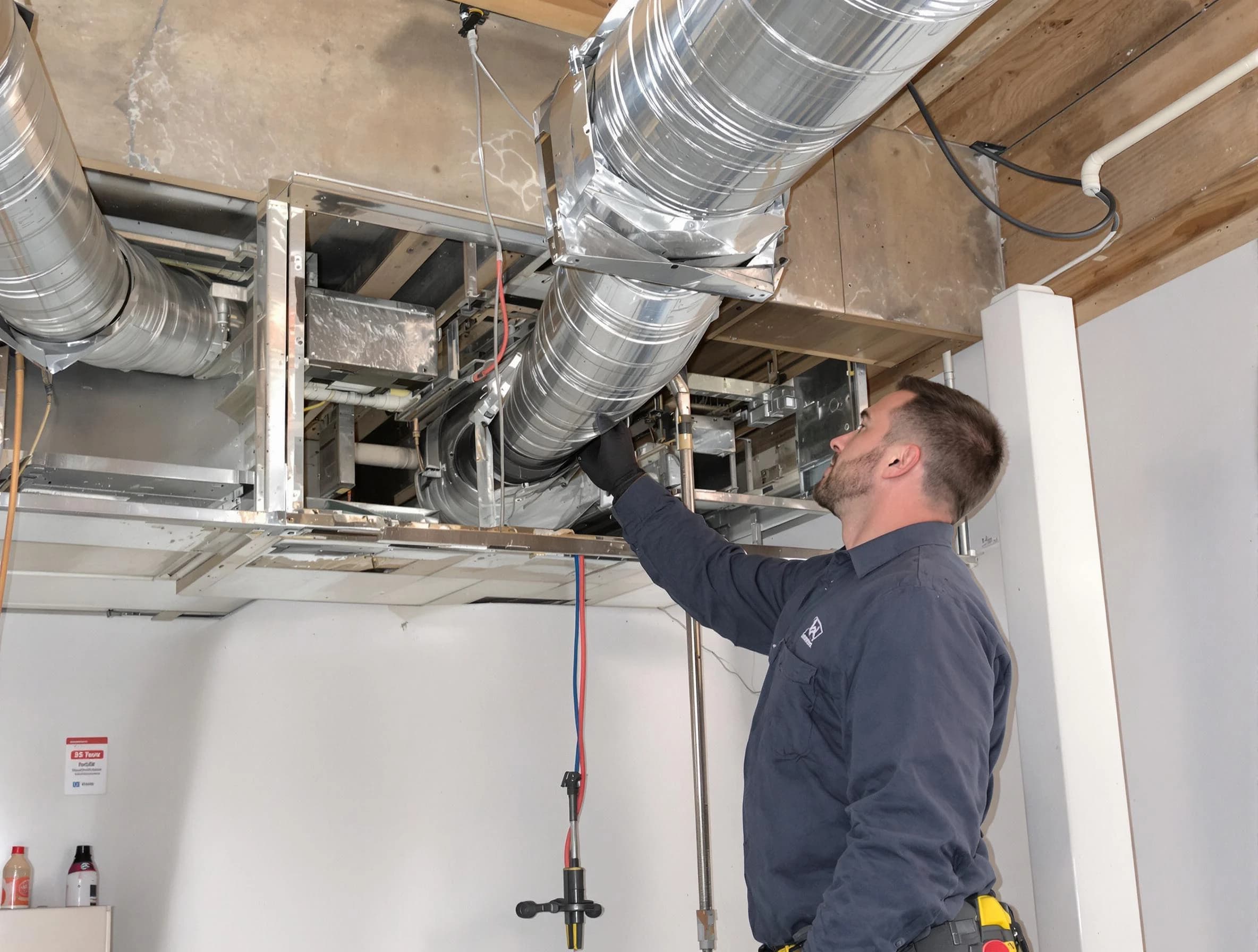 Aliquippa Air Duct Cleaning technician performing professional air duct repair using specialized tools in Aliquippa