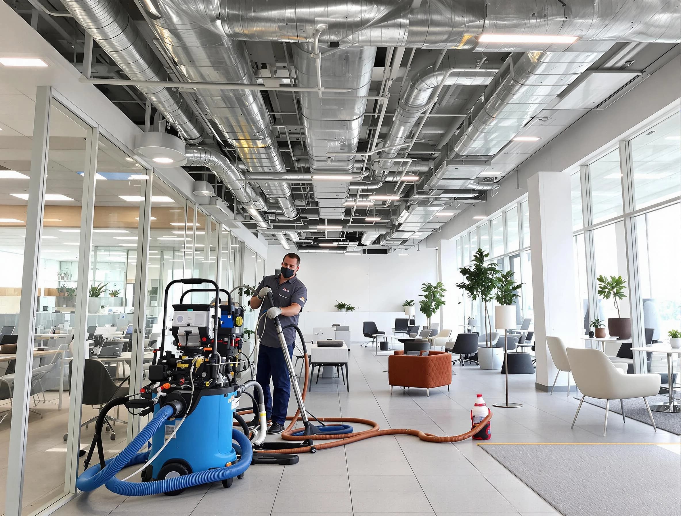 Aliquippa Air Duct Cleaning team conducting comprehensive commercial duct cleaning at a business location in Aliquippa